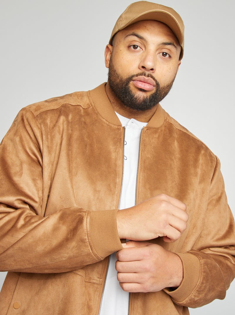 Blouson en suédine zippé BEIGE - Kiabi