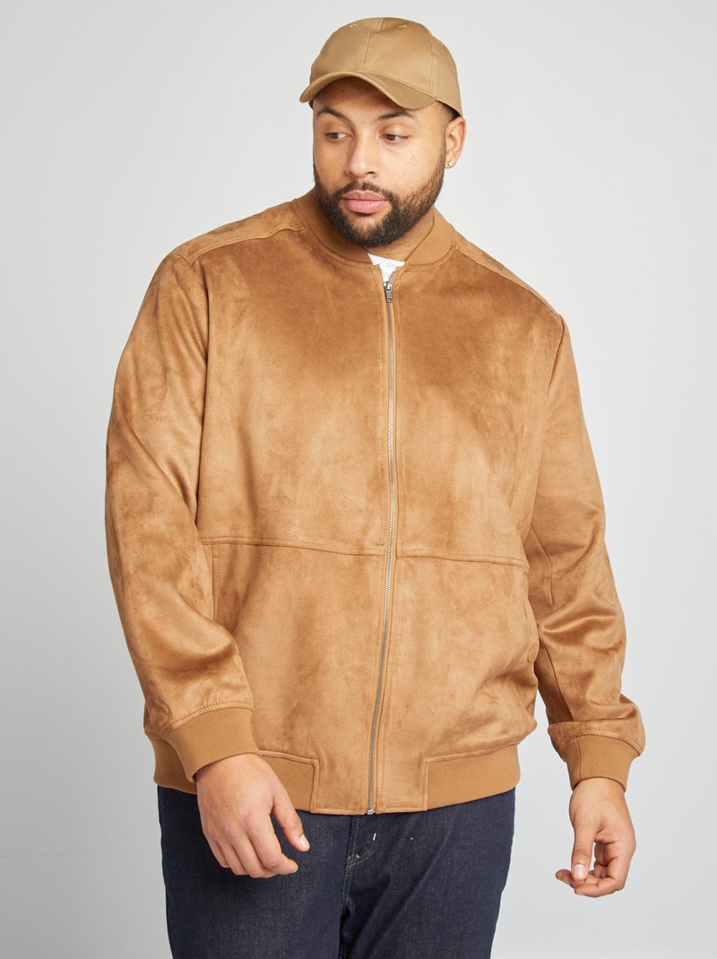 Blouson en suédine zippé BEIGE - Kiabi
