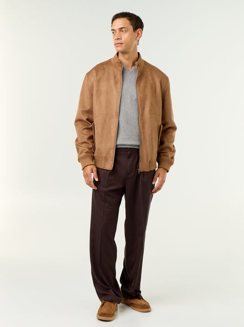 Blouson en suédine zippé - Kiabi