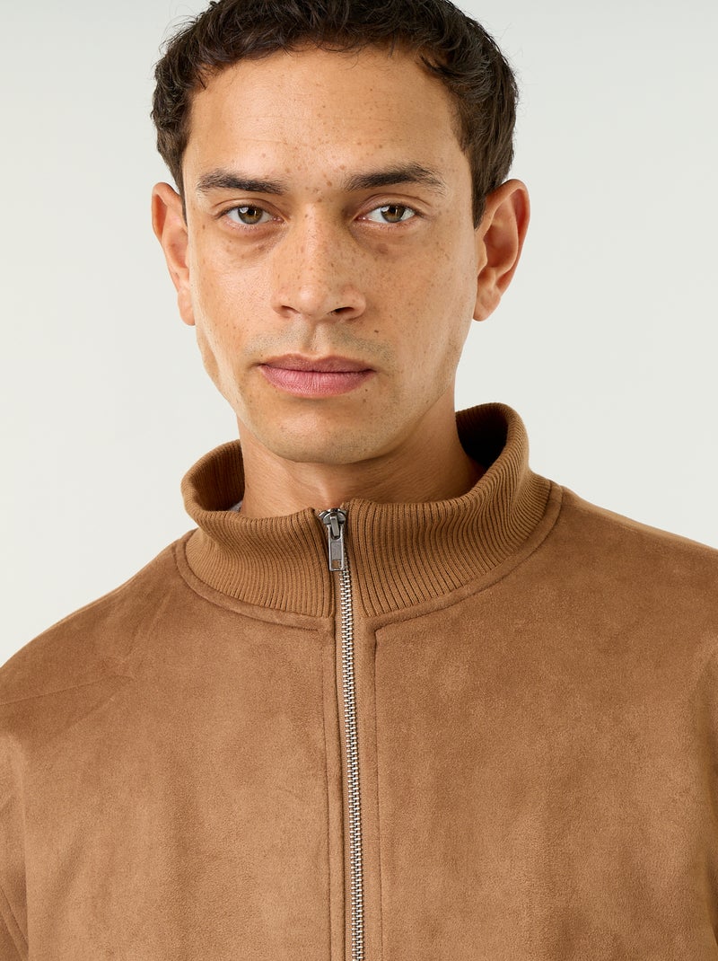 Blouson en suédine zippé Marron - Kiabi