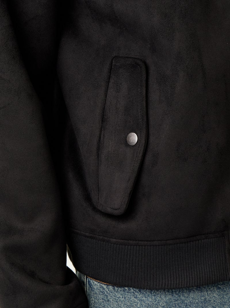 Blouson en suédine zippé Noir - Kiabi