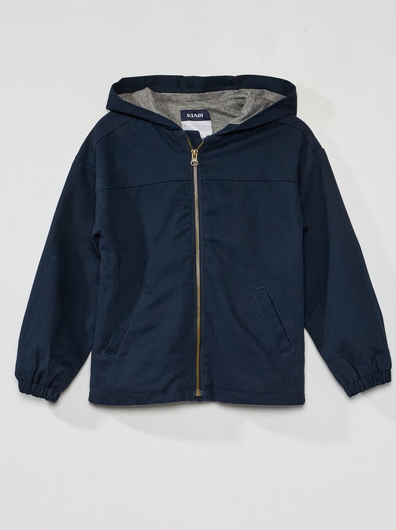 Blouson en twill à capuche bleu marine - Kiabi