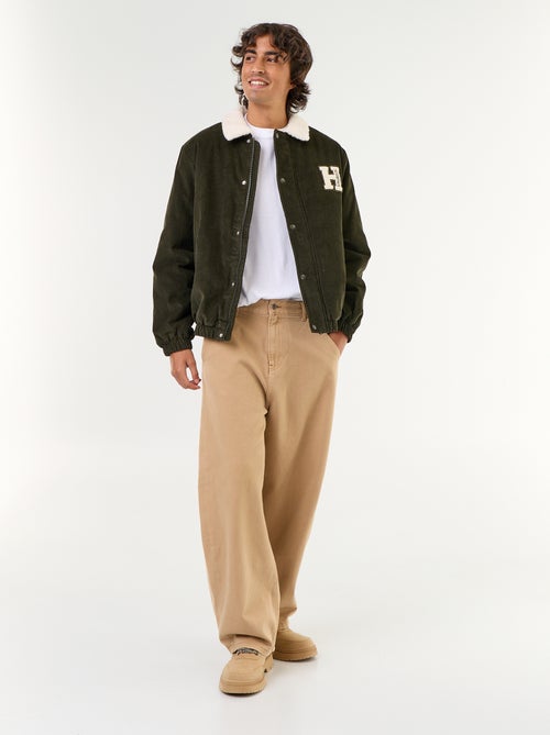 Blouson en velours côtelé col effet moutonné - Kiabi