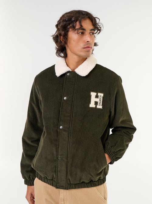 Blouson en velours côtelé col effet moutonné - Kiabi