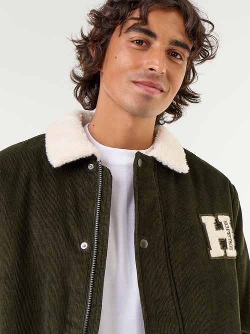 Blouson en velours côtelé col effet moutonné - Kiabi