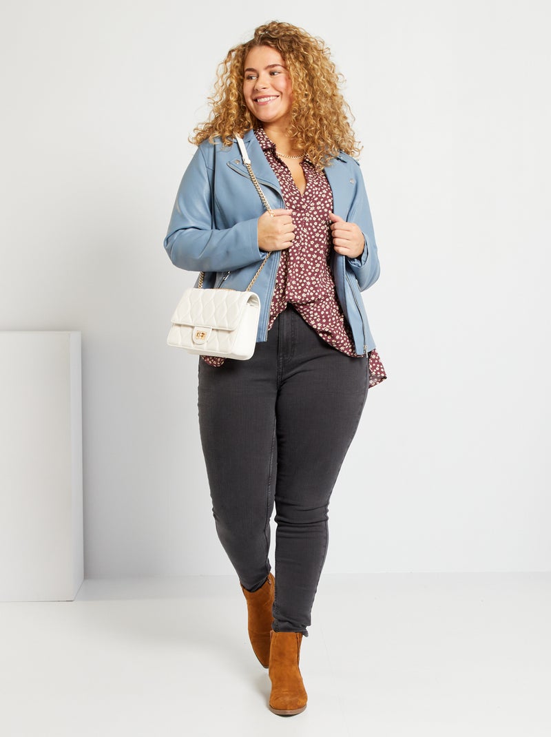 Blouson esprit biker bleu - Kiabi