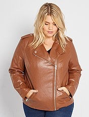 Veste Simili Vetements Femme Marron Kiabi