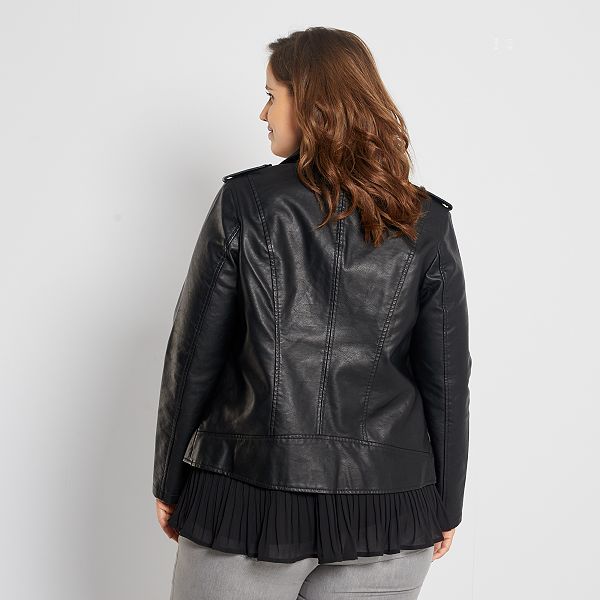 Blouson esprit biker Grande taille femme noir Kiabi 35,00€