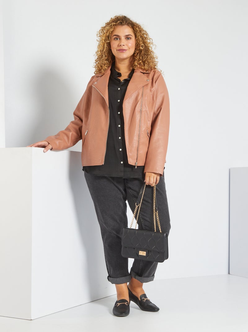 Blouson esprit biker Rose - Kiabi