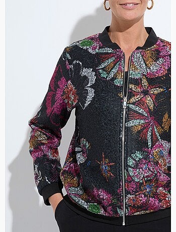 Blouson esprit bomber tissu bouclette imprimé - Afibel