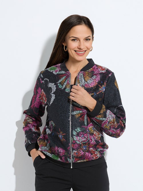 Blouson esprit bomber tissu bouclette imprimé - Kiabi