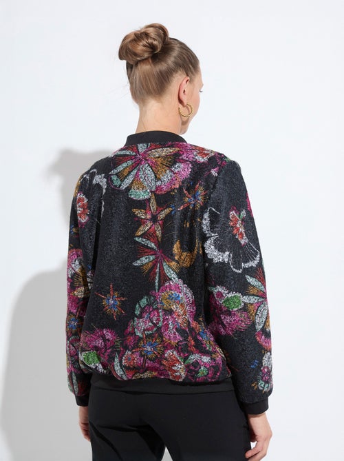 Blouson esprit bomber tissu bouclette imprimé - Kiabi