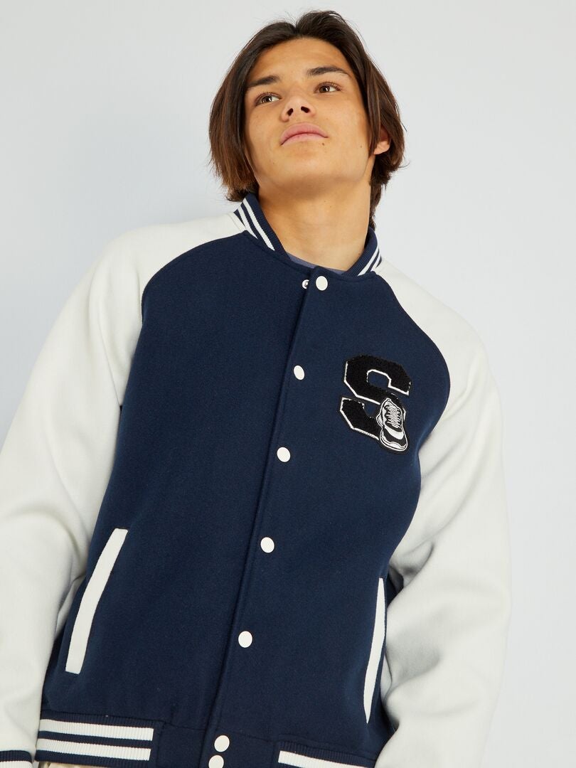 Blouson esprit campus Bleu - Kiabi