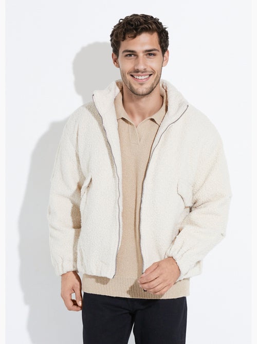Blouson façon peau lainée, col montant - AFIBEL - Kiabi