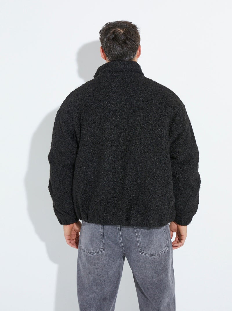 Blouson façon peau lainée, col montant - AFIBEL Noir - Kiabi