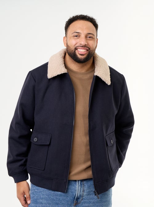 Blouson faux lainage avec col effet moutonné - Kiabi