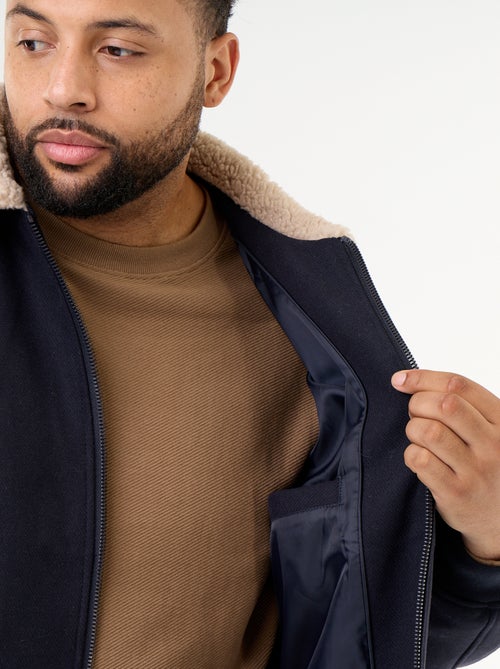 Blouson faux lainage avec col effet moutonné - Kiabi