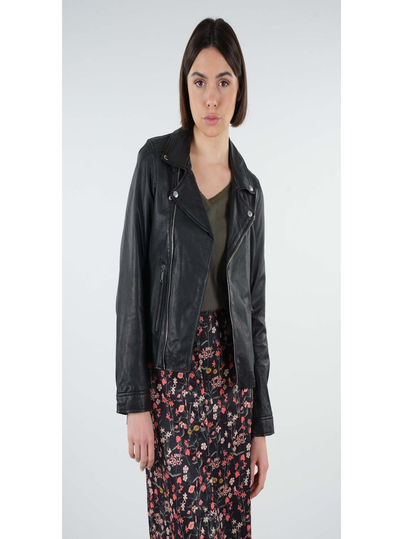 Blouson femme 100% cuir 'Deeluxe' Noir - Kiabi