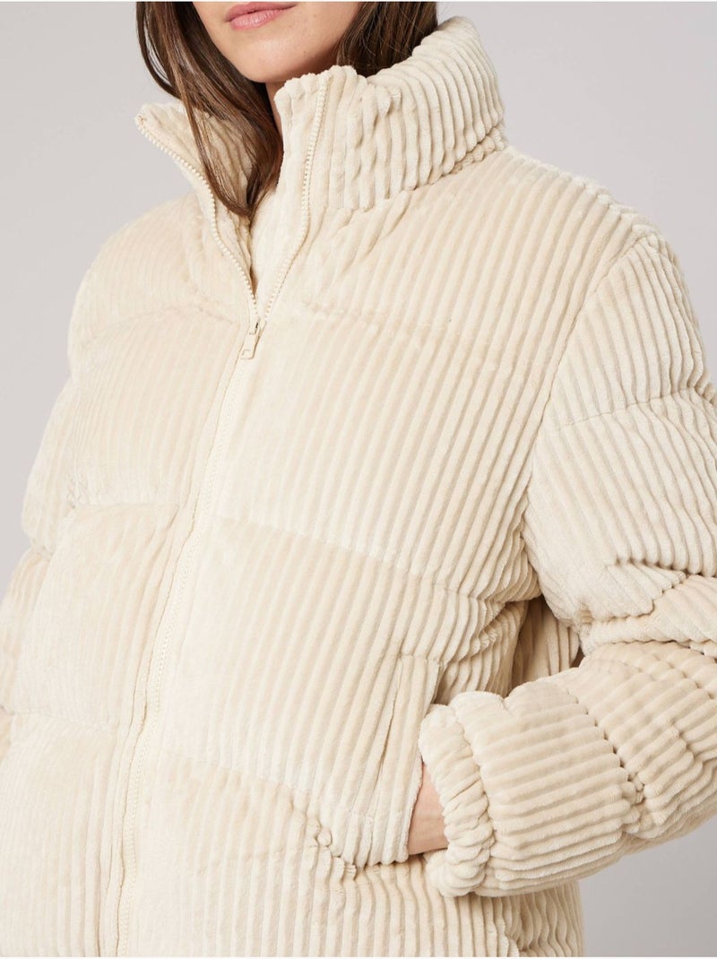 Blouson femme effet velours côtelé 'deeluxe' Crème - Kiabi