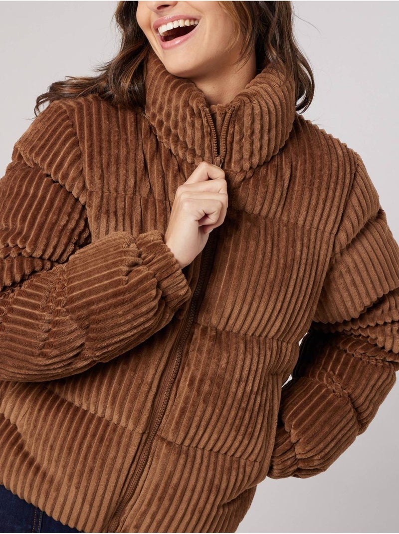 Blouson femme effet velours côtelé 'deeluxe' Marron clair - Kiabi