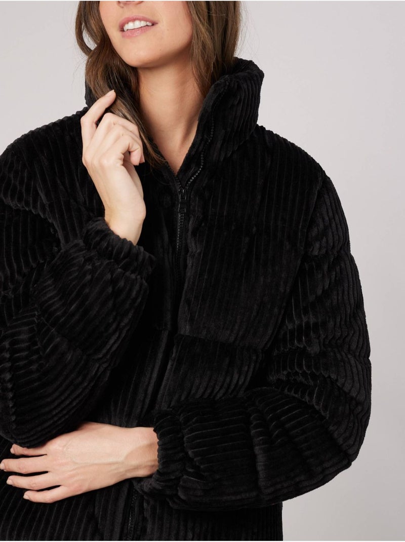 Blouson femme effet velours côtelé 'deeluxe' Noir - Kiabi