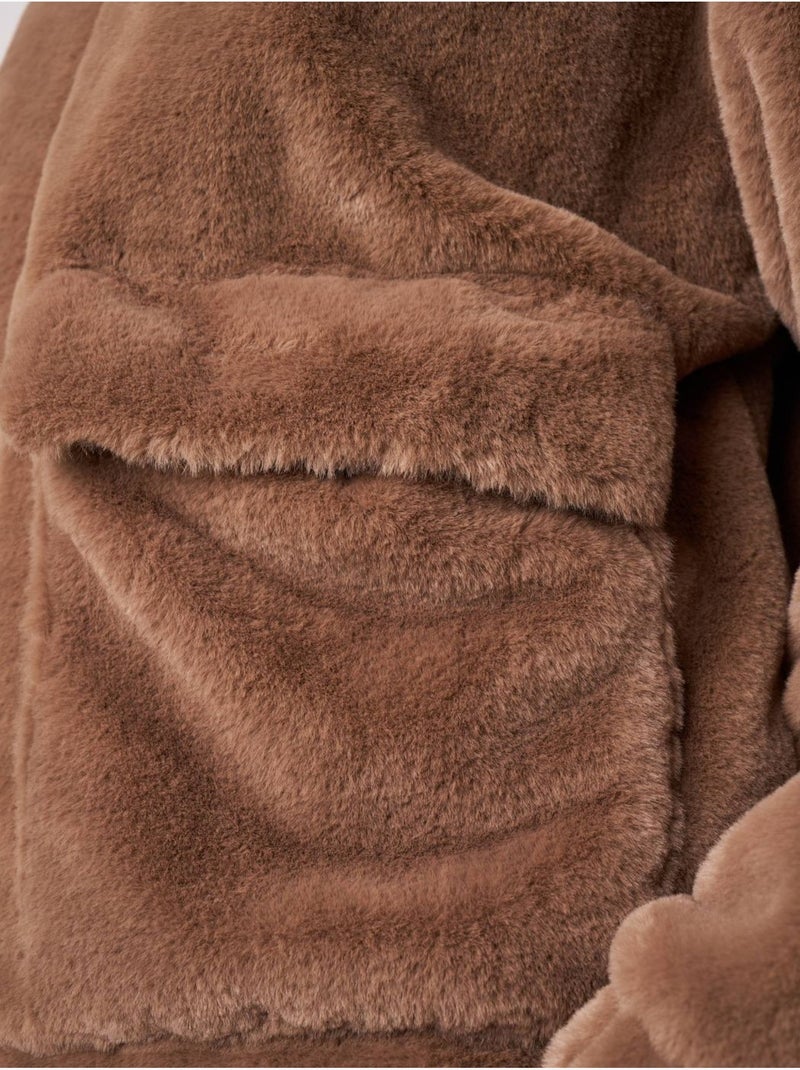 Blouson femme imitation fausse fourrure 'deeluxe' Marron - Kiabi
