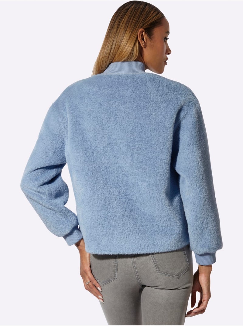 Blouson Fil Moelleux à Poils Longs - Taille Standard - Helline Bleu - Kiabi