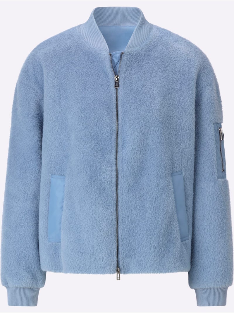 Blouson Fil Moelleux à Poils Longs - Taille Standard - Helline Bleu - Kiabi