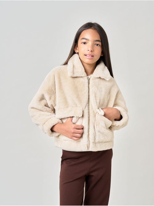 Blouson fille imitation fausse fourrure 'deeluxe' - Kiabi