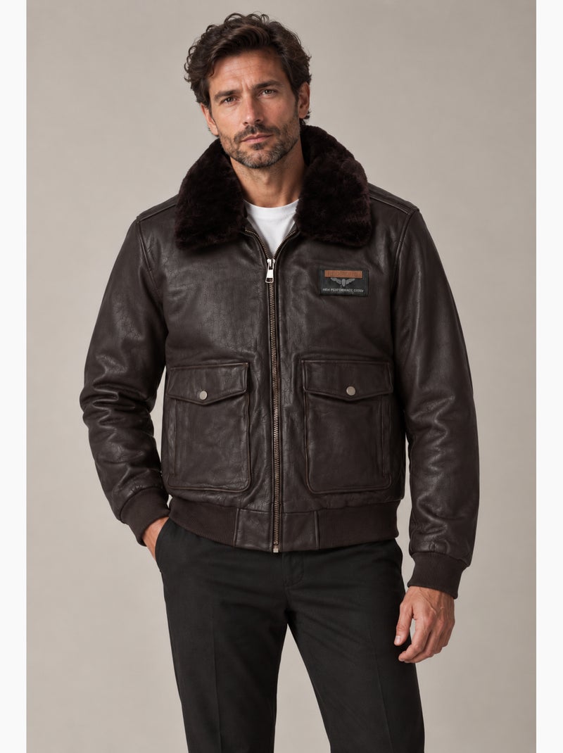 Blouson fligh airborn  redskins Marron - Kiabi