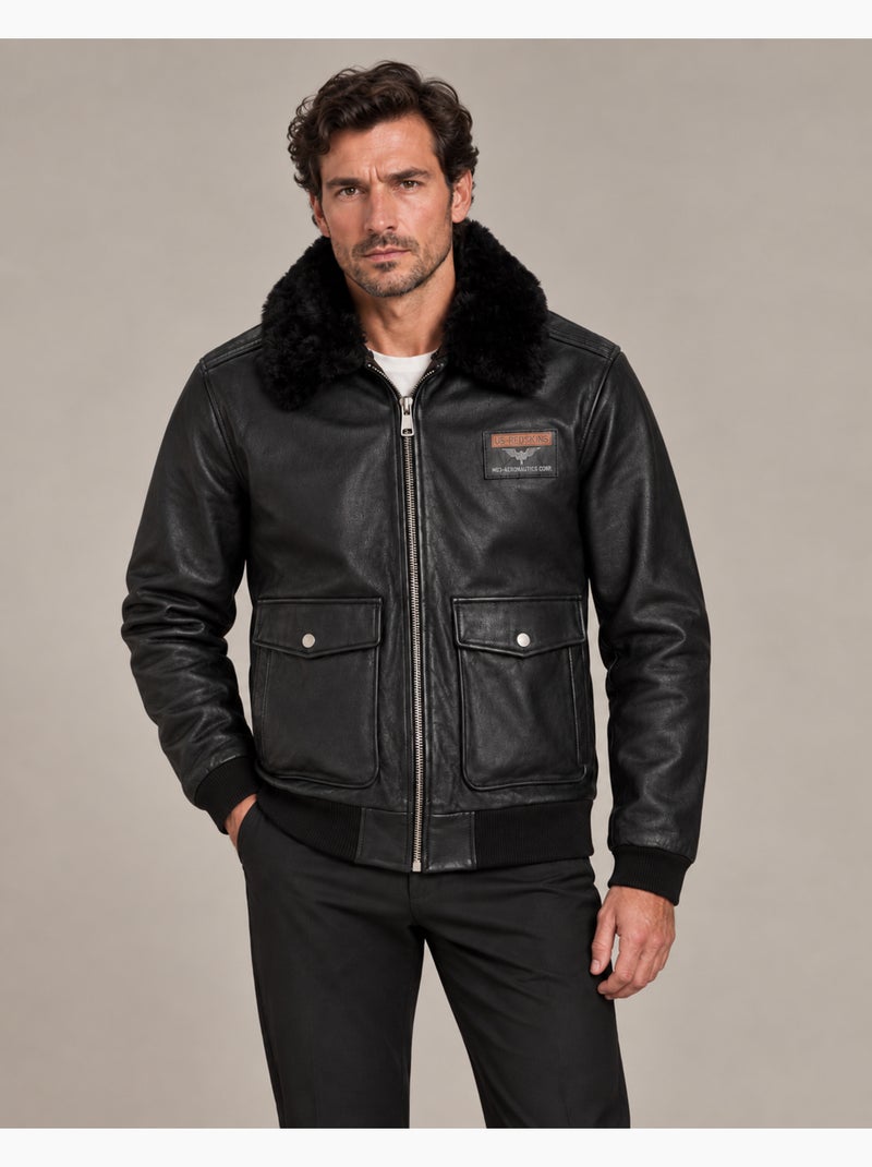 Blouson fligh airborn  redskins Noir - Kiabi