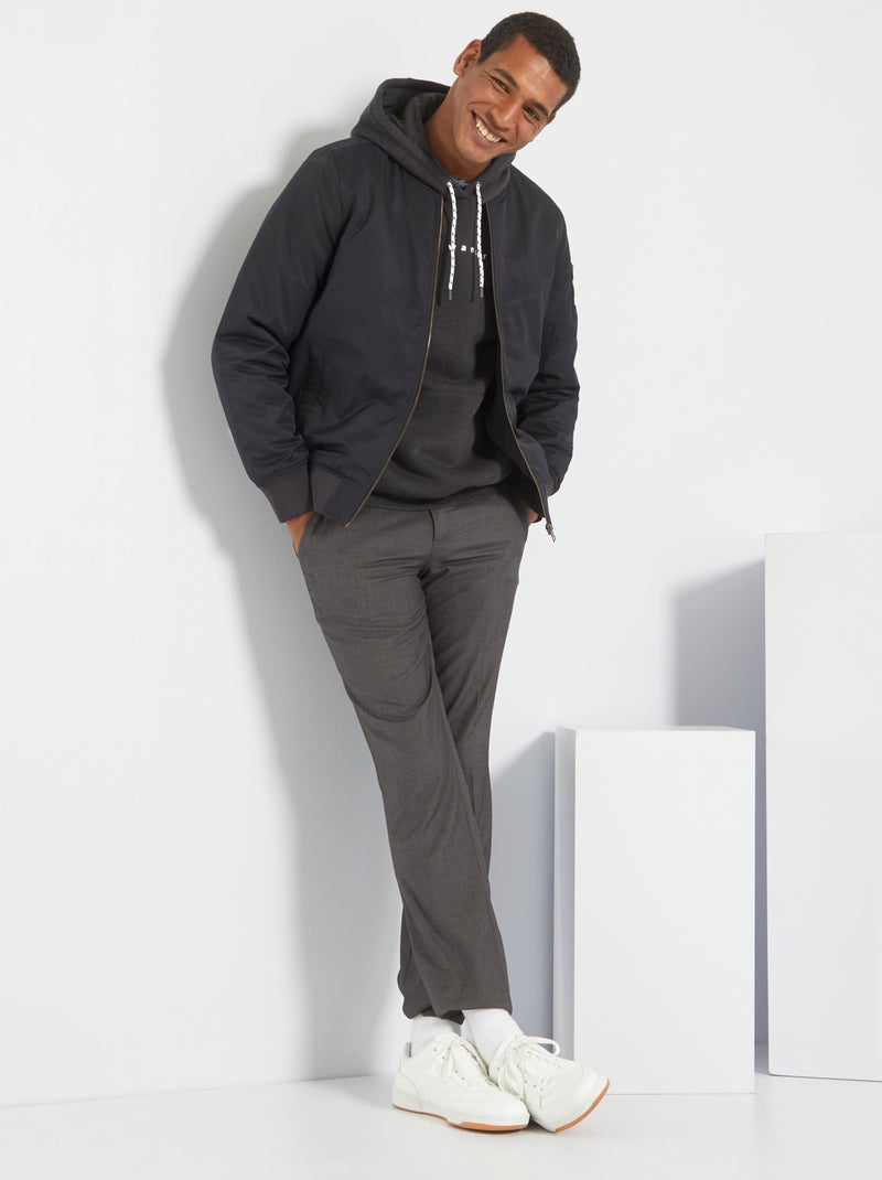 Blouson forme bomber uni noir - Kiabi