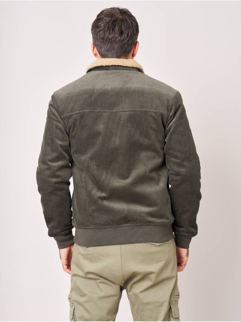 Blouson homme en 100% coton velours côtelé 'deeluxe' Vert foncé - Kiabi