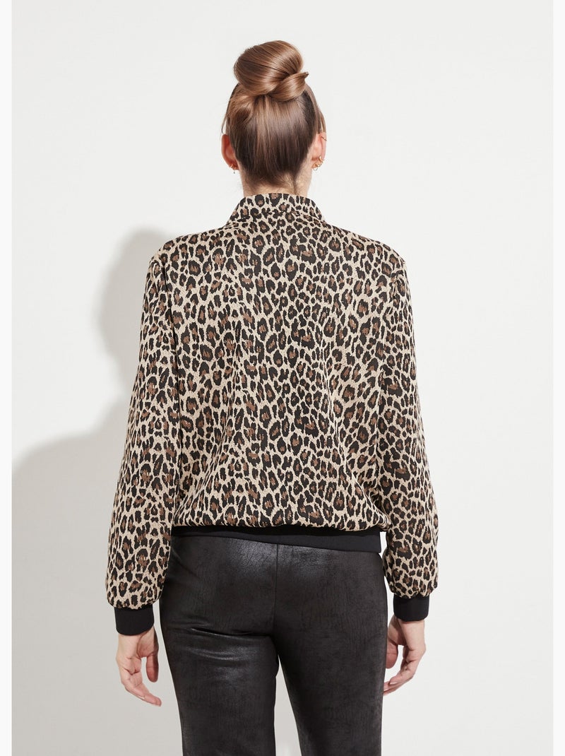 Blouson imprimé léopard esprit bomber - Afibel Beige/Noir - Kiabi