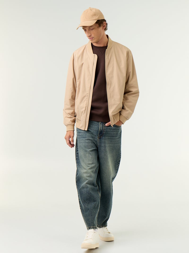 Blouson léger uni zippé Beige - Kiabi