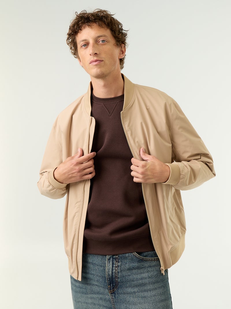 Blouson léger uni zippé Beige - Kiabi