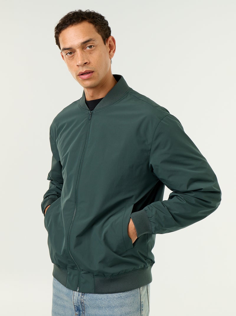 Blouson léger uni zippé Vert - Kiabi