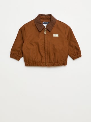 Blouson léger zippé avec col en velours côtelé