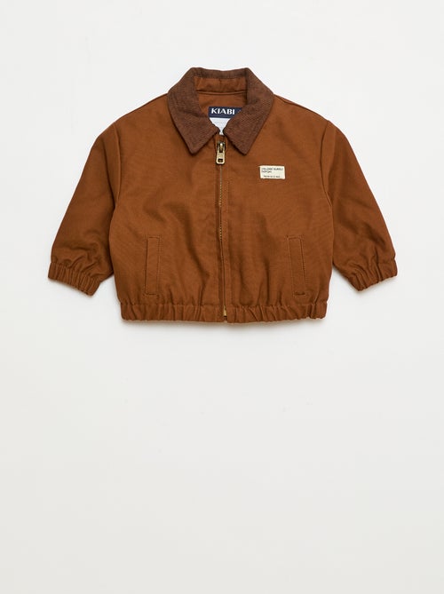 Blouson léger zippé avec col en velours côtelé - Kiabi