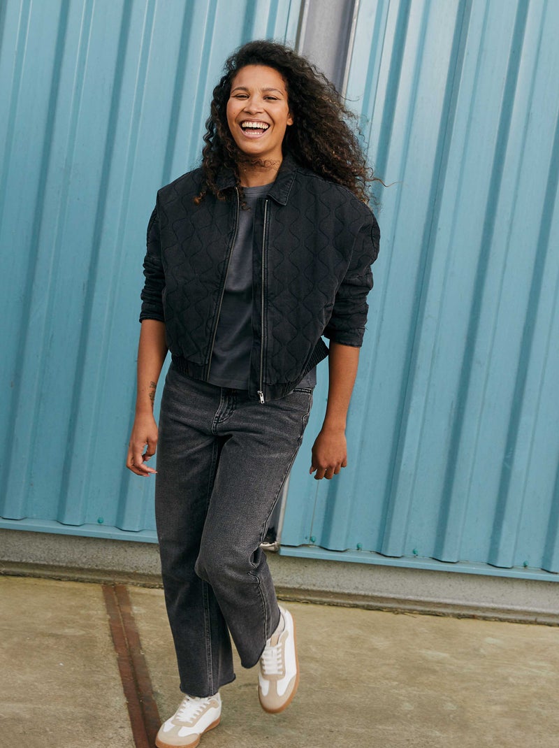 Blouson matelassage fantaisie en denim Noir - Kiabi