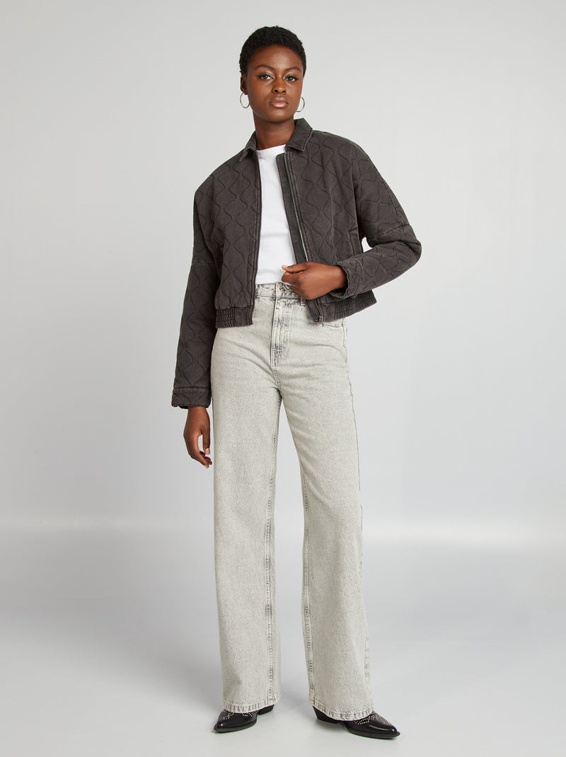 Blouson matelassage fantaisie en denim Noir - Kiabi