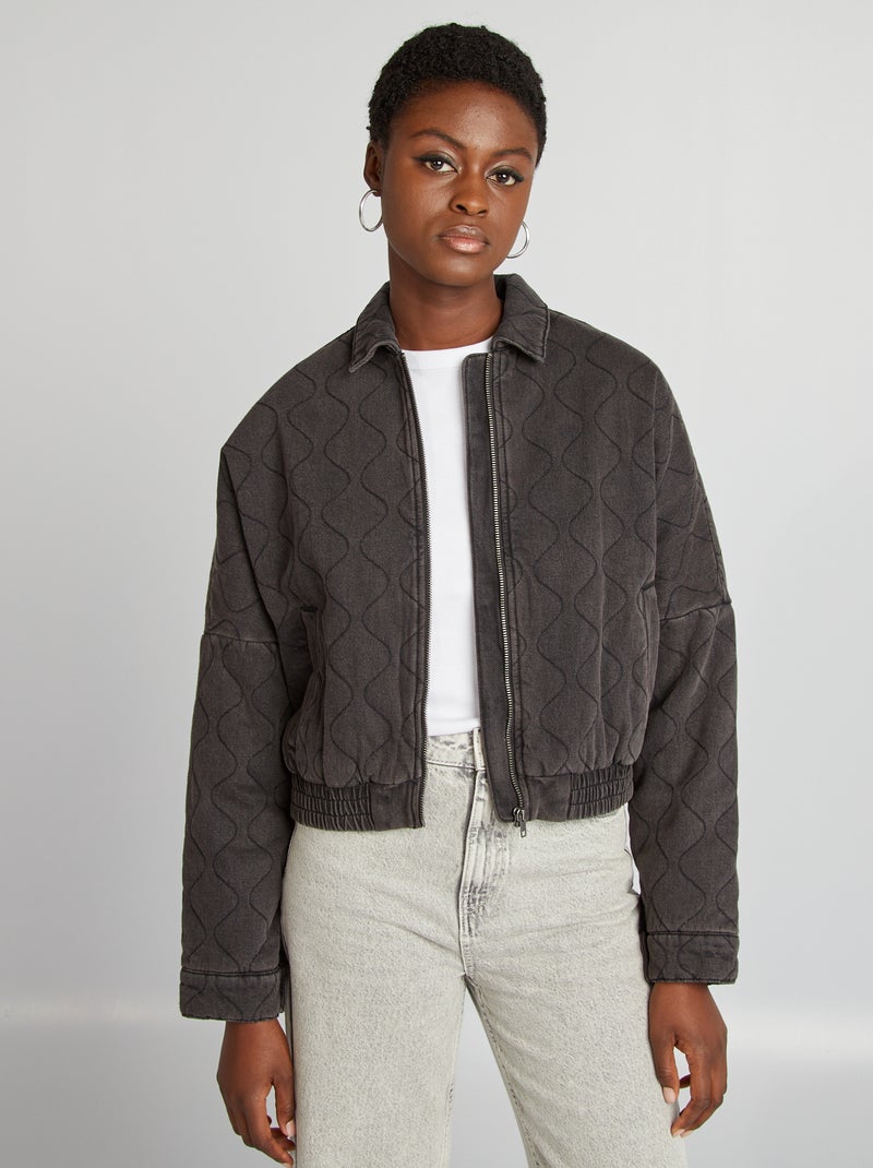 Blouson matelassage fantaisie en denim Noir - Kiabi
