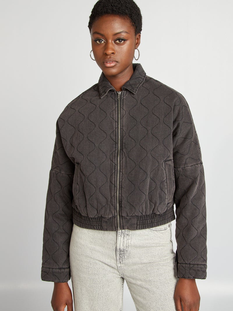 Blouson matelassage fantaisie en denim Noir - Kiabi