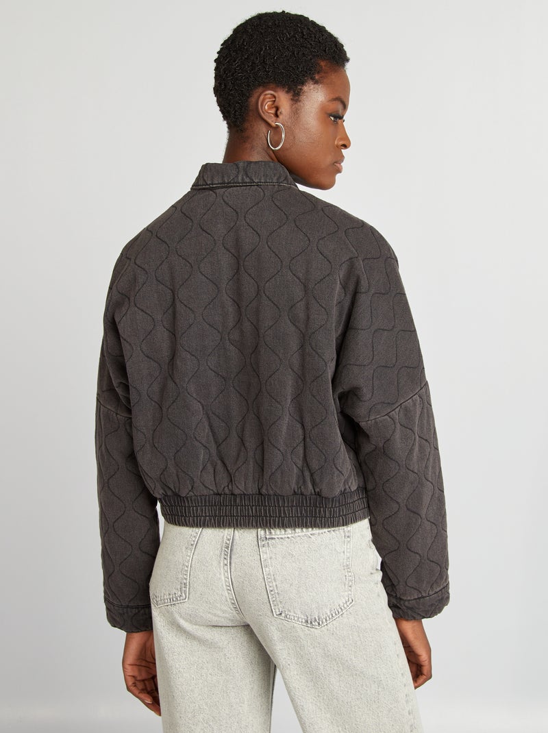 Blouson matelassage fantaisie en denim Noir - Kiabi
