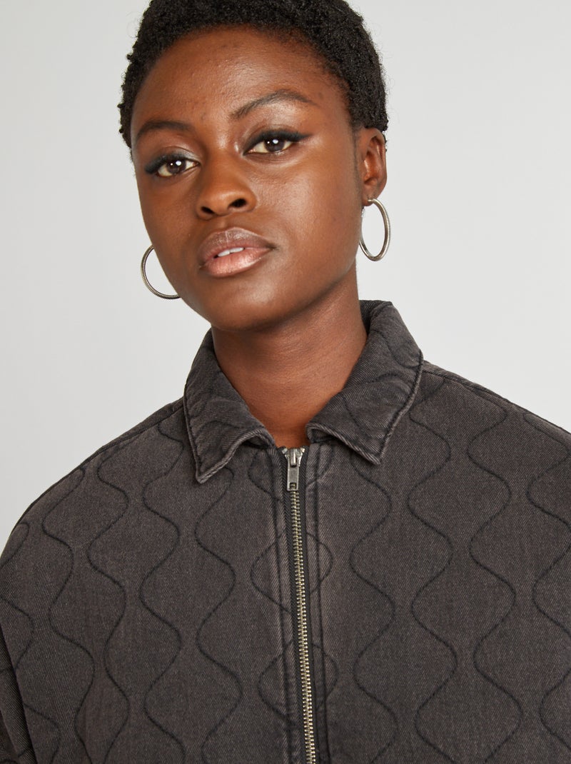 Blouson matelassage fantaisie en denim Noir - Kiabi