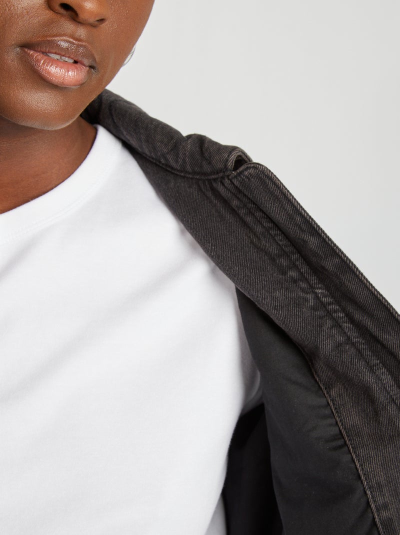 Blouson matelassage fantaisie en denim Noir - Kiabi
