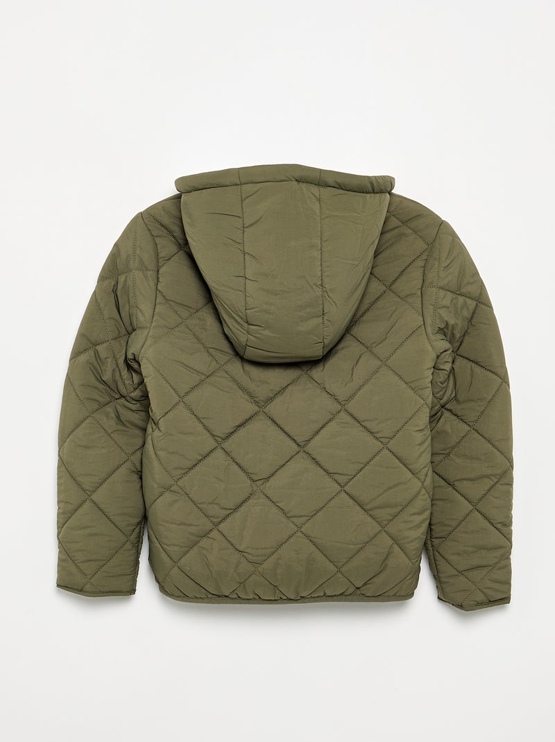 Blouson matelassé à capuche Kaki - Kiabi