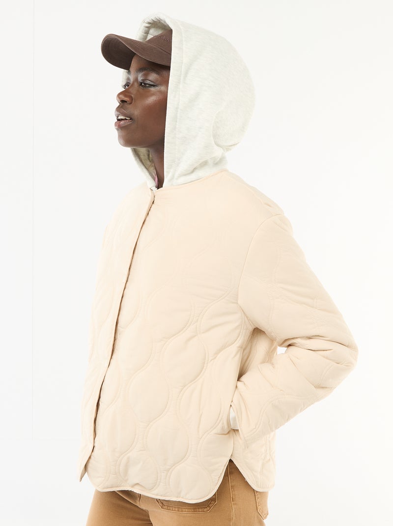 Blouson matelassé avec plastron amovible Beige - Kiabi