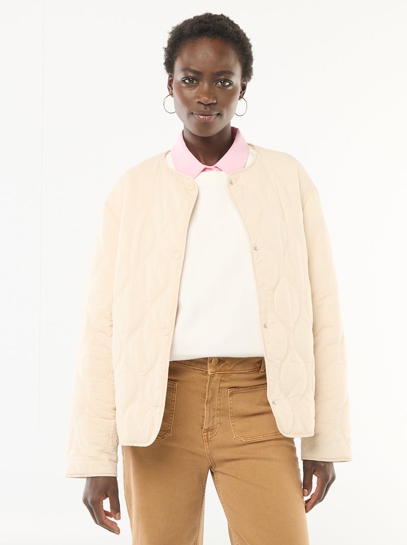 Blouson matelassé avec plastron amovible Beige - Kiabi