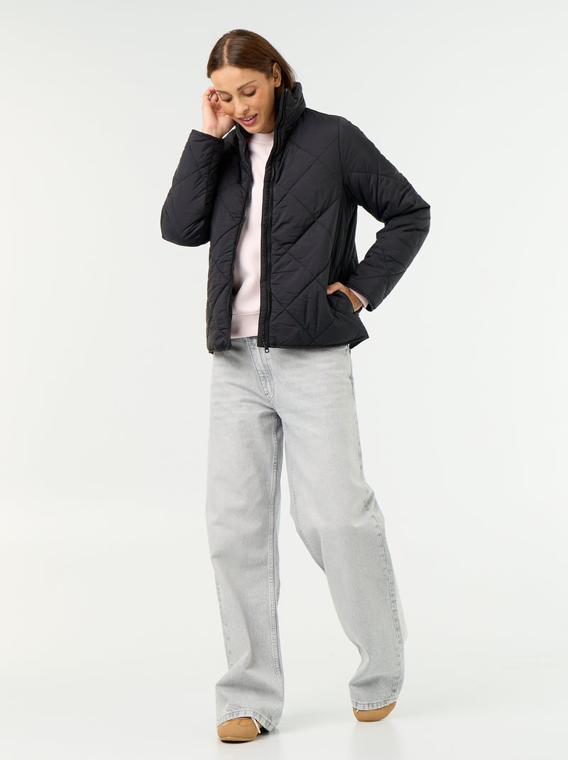 Blouson matelassé et déperlant Noir - Kiabi